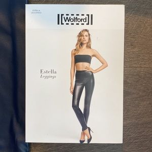 Wolford Sapphire Blue Faux Leather Estella Leggings NWT. Sz 36 US6